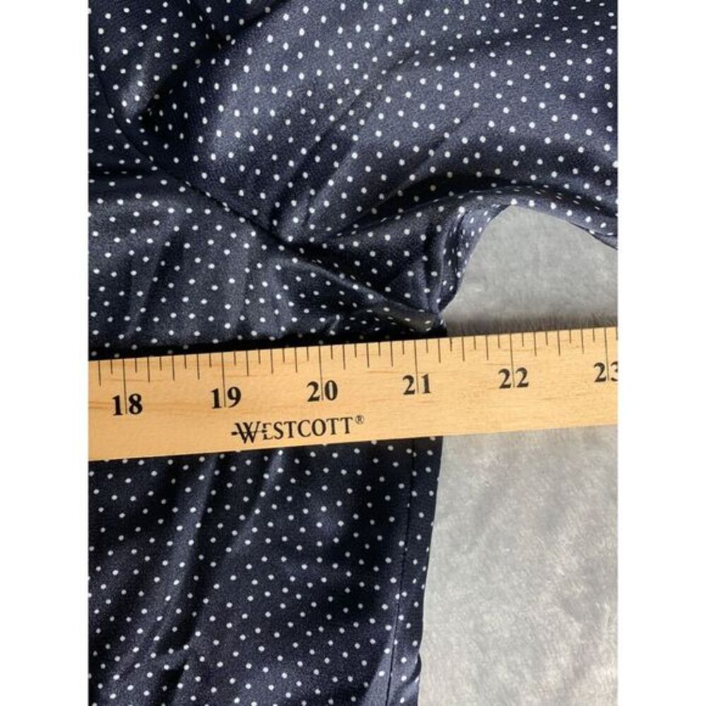 New Kasper Blouse Womens 12‎ Navy Polka Dot Button Up Long Sleeve Soft Collared - Picture 5 of 7